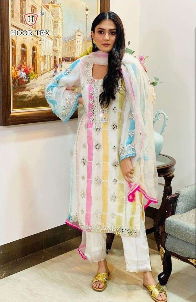 H-13 HIT DESIGN BY HOOR TEX HEAVY NET EMBROIDERED PAKISTANI DRESS