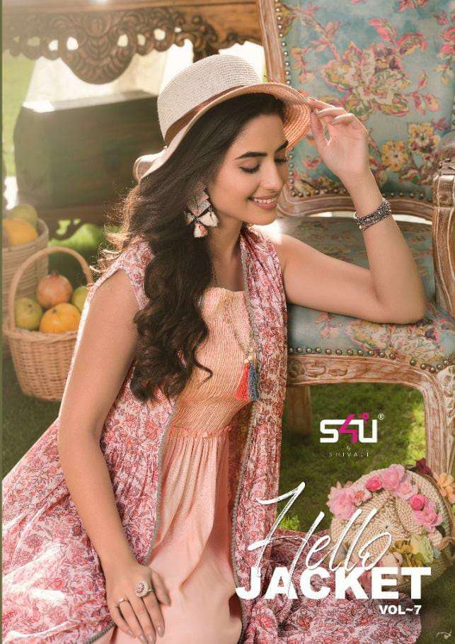 HELLO JACKET VOL-7 BY S4U 01 TO 05 SERIES GEORGETTE WORK KURTIS