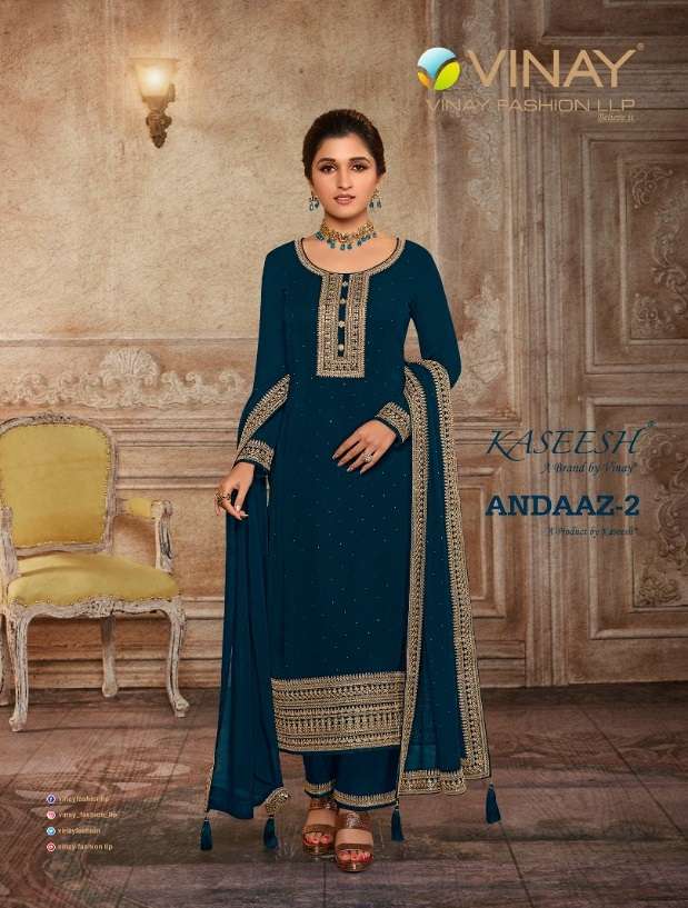 KASEESH ANDAAZ VOL-2 BY VINAY FASHION 60991 TO 60998 SERIES GEORGETTE DRESSES