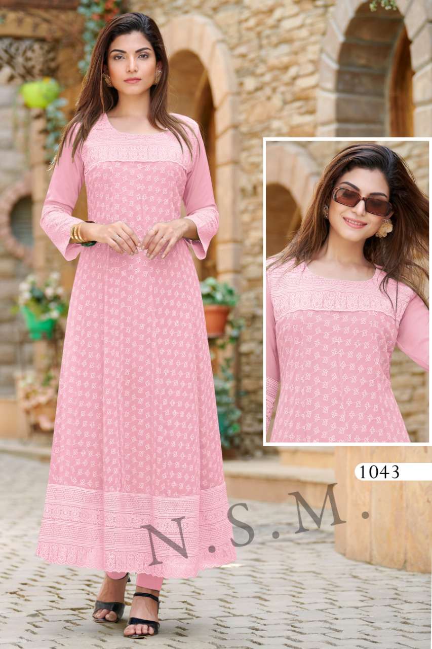 KUMB POZE VOL-2 BY ASLIWHOLESALE HEAVY GEORGETTE SCHIFFLI WORK GOWNS