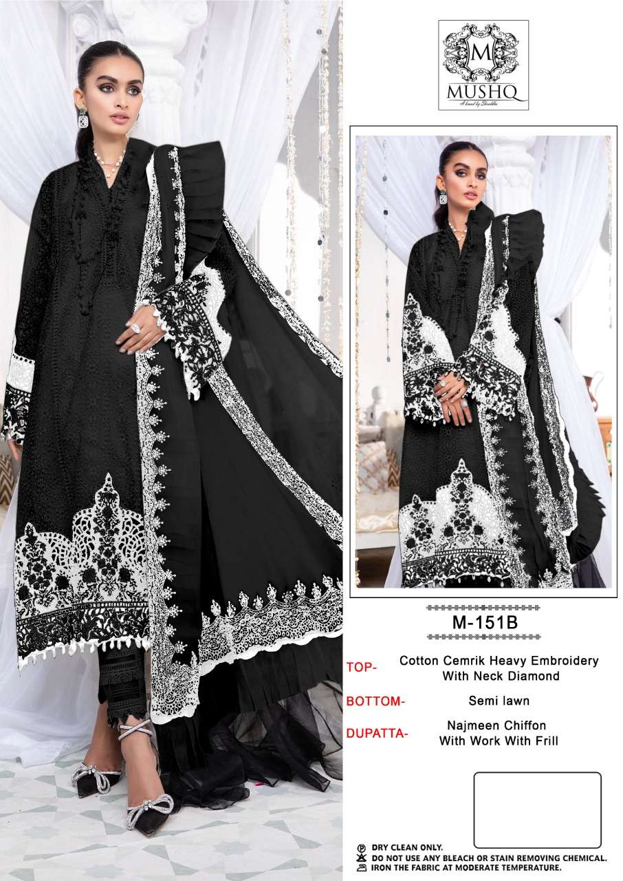 M 151-B HIT DESIGN BY MUSHQ COTTON HEAVY EMBROIDERY PAKISTANI DRESS