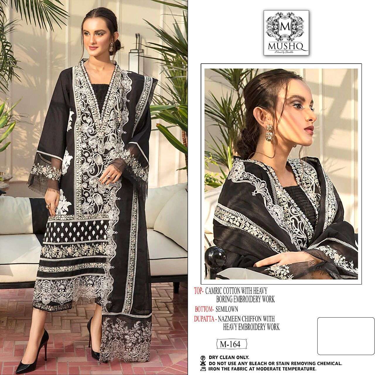 M-164 HIT DESIGN BY MUSHQ PURE COTTON EMBROIDERED PAKISTANI DRESSES