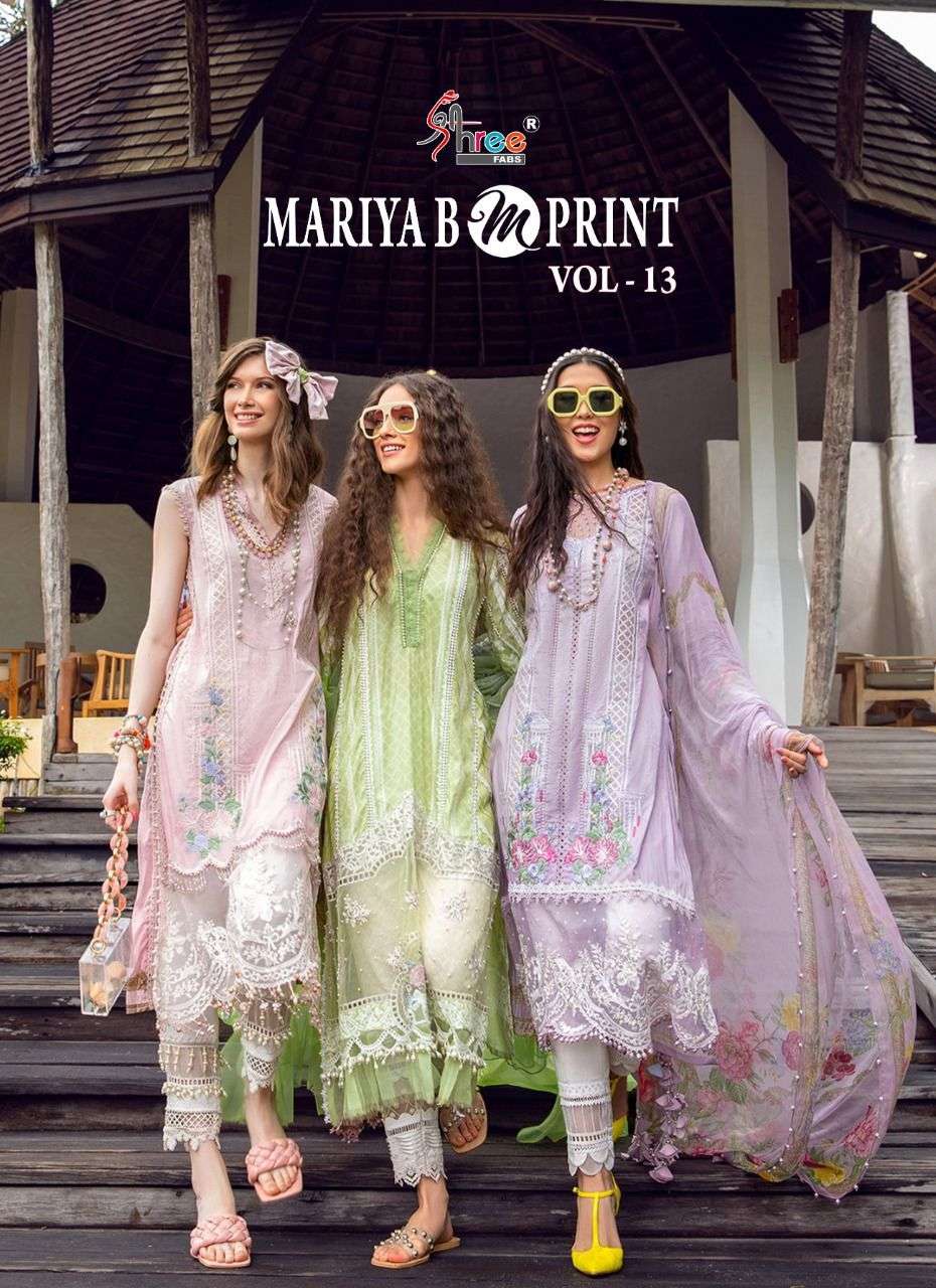 MARIYA B M PRINT VOL-13 BY SHREE FABS 2291 TO 2298 SERIES COTTON DRESSES