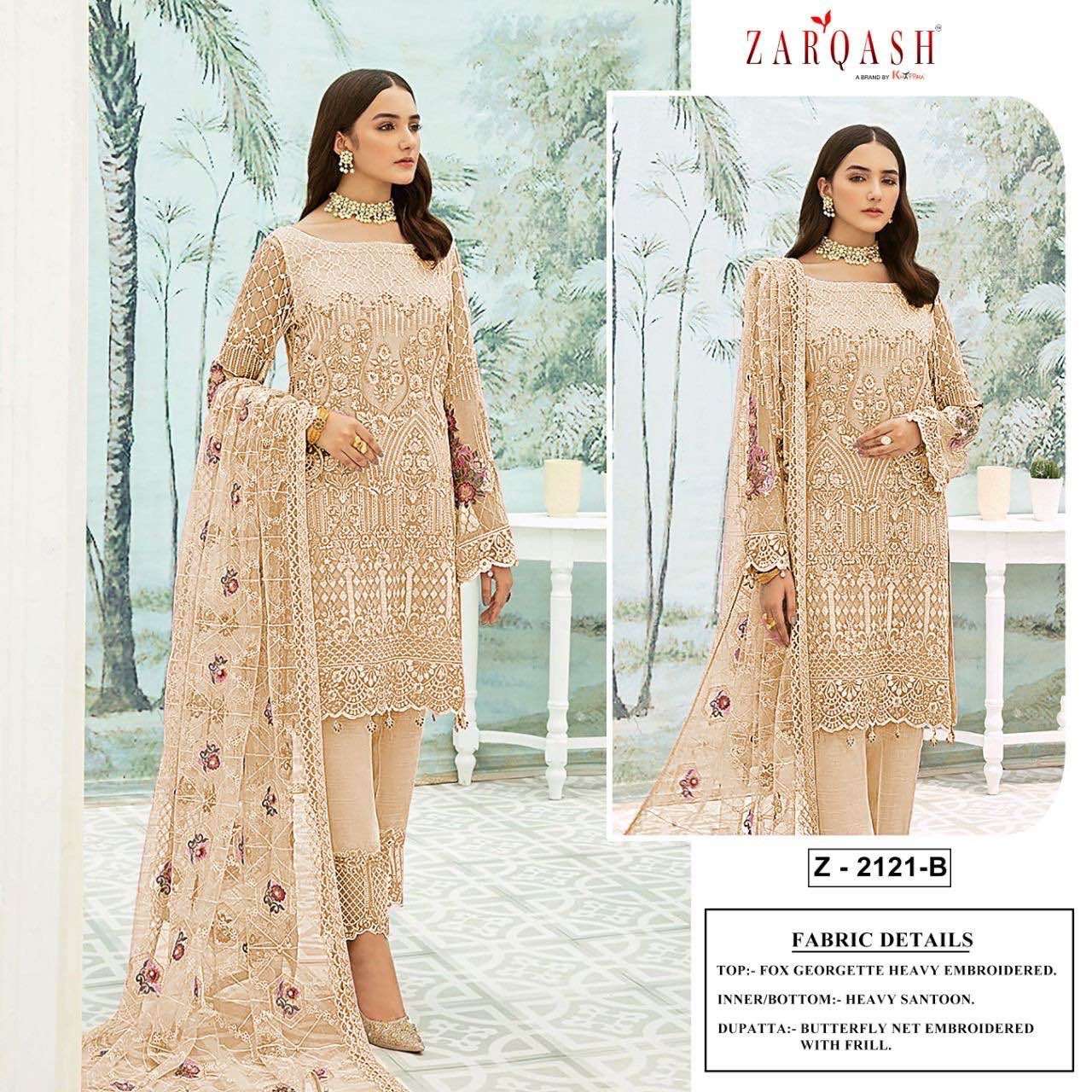 MEHAK BY ZARQASH 2121-A TO 2121-D SERIES GEORGETTE PAKISTANI DRESSES