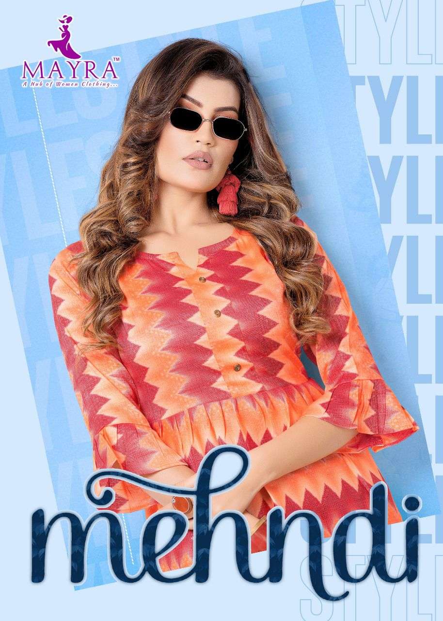 MEHNDI BY MAYRA 701 TO 706 SERIES RAYON PRINT TOPS