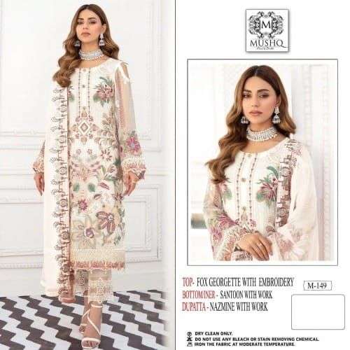 MUSHQ M-149 BY MUSHQ HEAVY FAUX GEORGETTE EMBROIDERY PAKISTANI DRESS