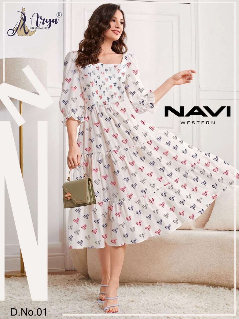 NAVI WESTERN BY ARYA DRESS MAKER 01 TO 06 SERIES RAYON COTTON PRINT KURTIS