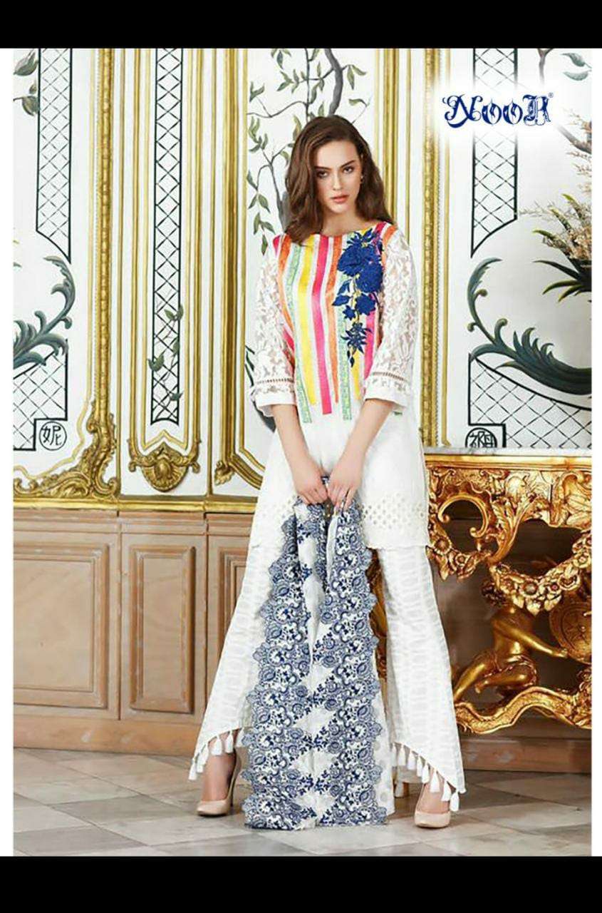 NOOR WHITE BY NOOR DESIGNER PURE CAMBRIC COTTON PAKISTANI DRESS