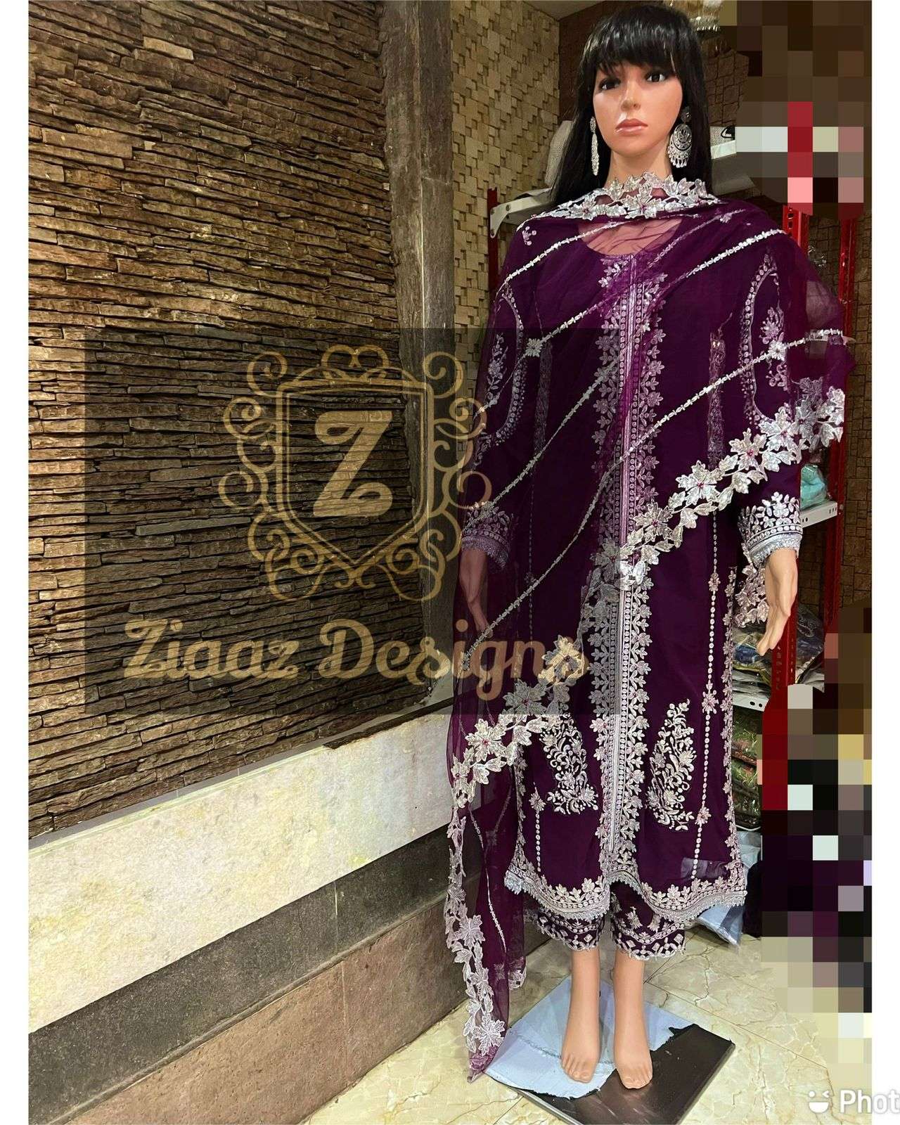 NOORJAHAN VOL-2 BY ZIAAZ DESIGN NET HEAVY EMBROIDERED PAKISTANI DRESS