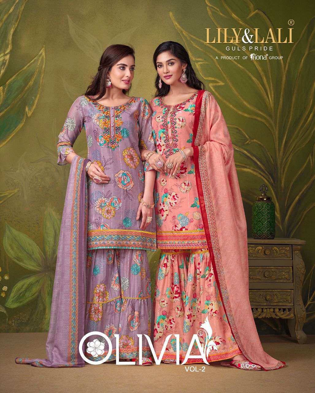 OLIVIA VOL-2 BY LILY AND LALI 10011 TO 10016 SERIES MUSLIN PRINT SHARARA DRESSES