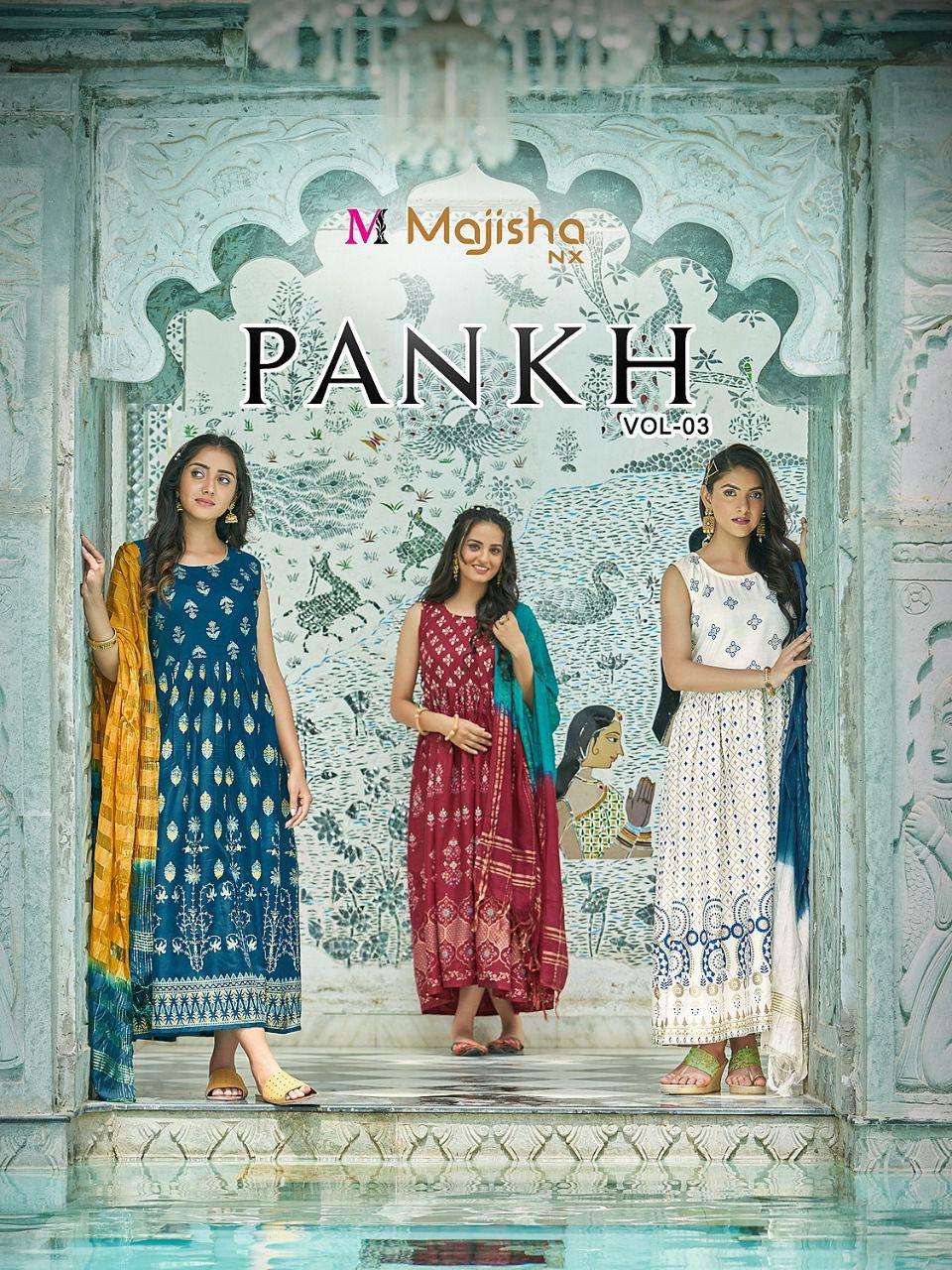 PANKH VOL-3 BY MAJISHA NX RAYON PRINT KURTIS