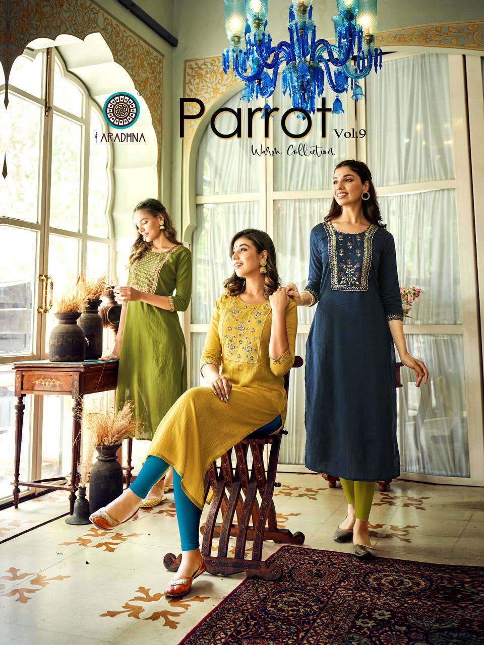 PARROT VOL-9 BY ARADHNA FASHION 9001 TO 9006 SERIES VISCOSE KURTIS