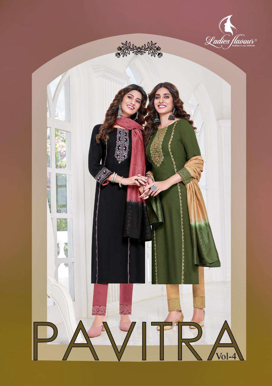 PAVITRA VOL-4 BY LADIES FLAVOUR 1001 TO 1006 SERIES RAYON STITCHED DRESSES