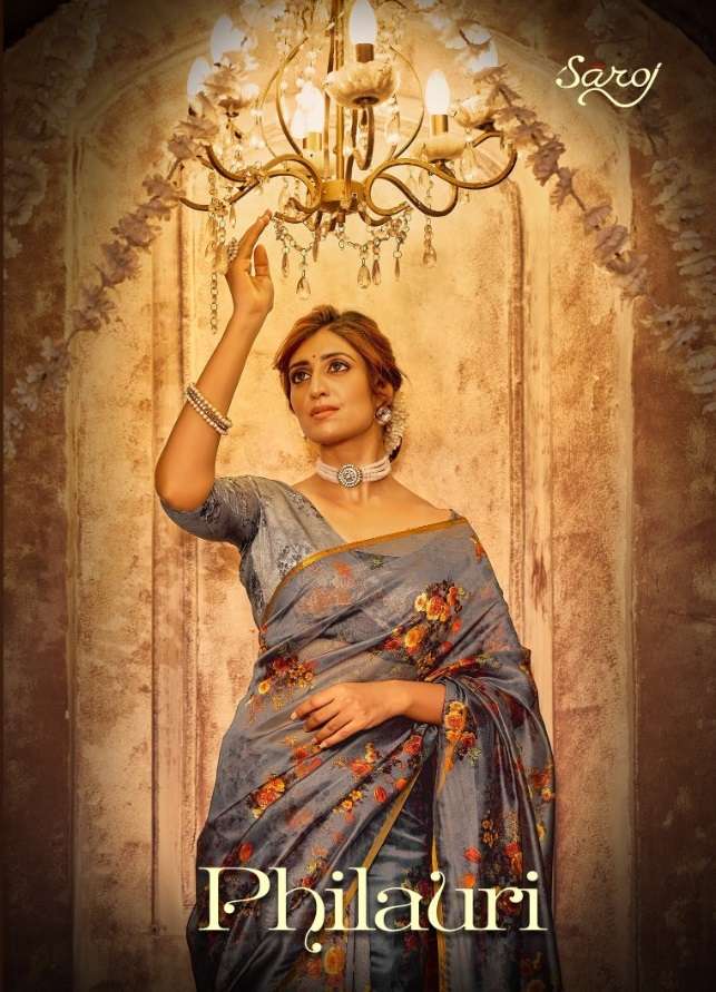 PHILLAURI BY SAROJ 1001 TO 1008 SERIES ORGANZA PRINT SAREES