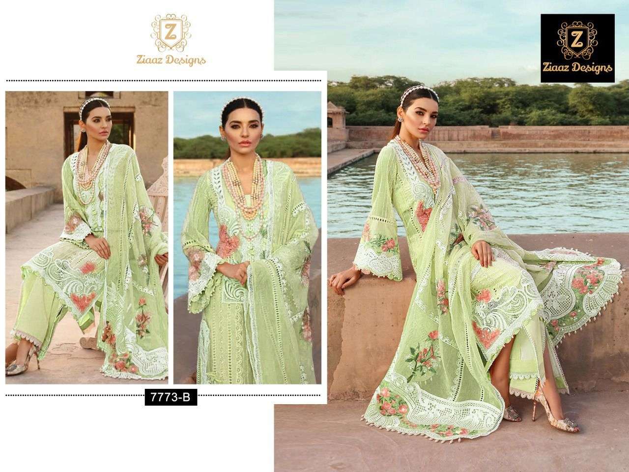 PISTA 7773B HIT BY ZIAAZ DESIGNS COTTON EMBROIDERED PAKISTANI DRESS