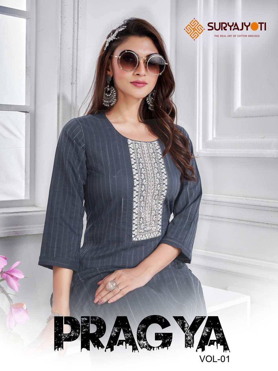 PRAGYA VOL-1 BY SURYAJYOTI 1001 TO 1004 SERIES NYLON VISCOSE KURTIS WITH PANT