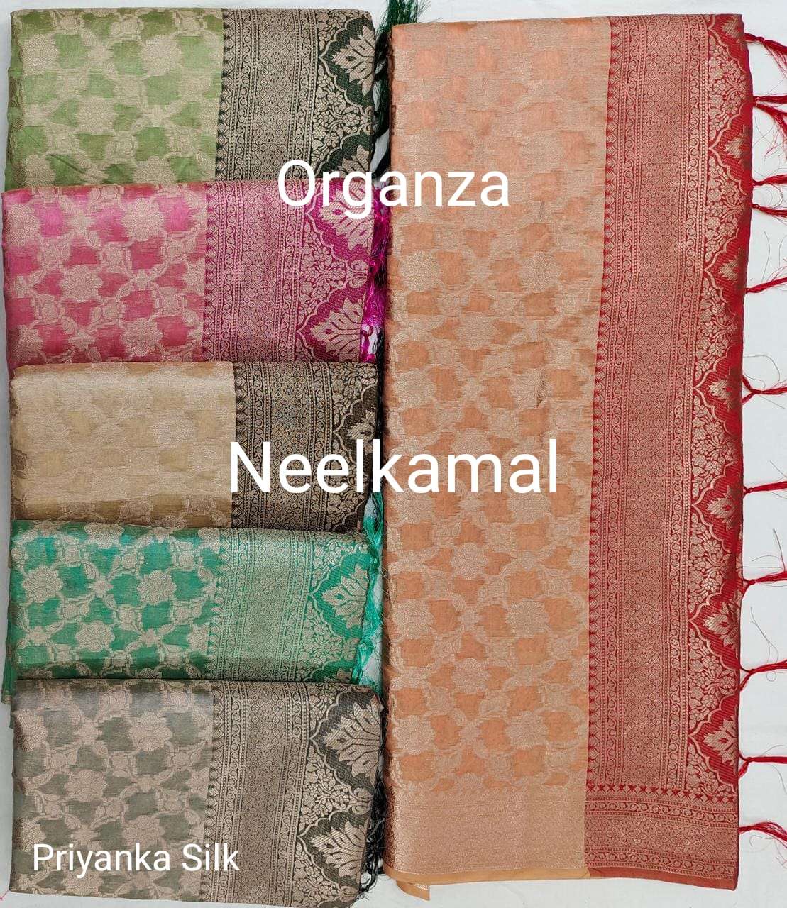 PRIYANKA SILK VOL-1 BY NEELKAMAL SAREES DESIGNER ORGANZA SAREES