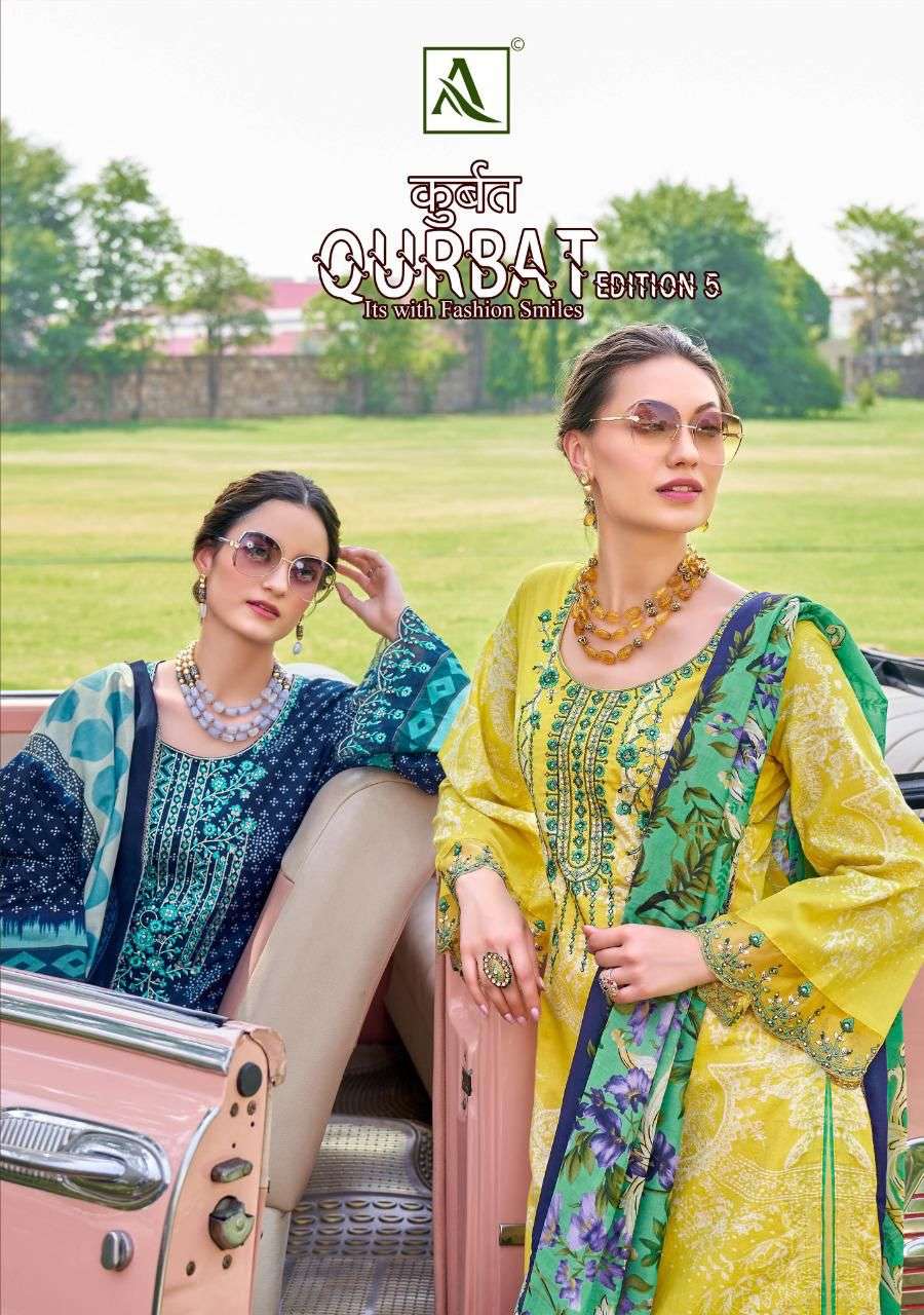 QURBAT VOL-5 BY ALOK SUIT 994-001 TO 994-008 SERIES CAMBRIC COTTON DRESSES