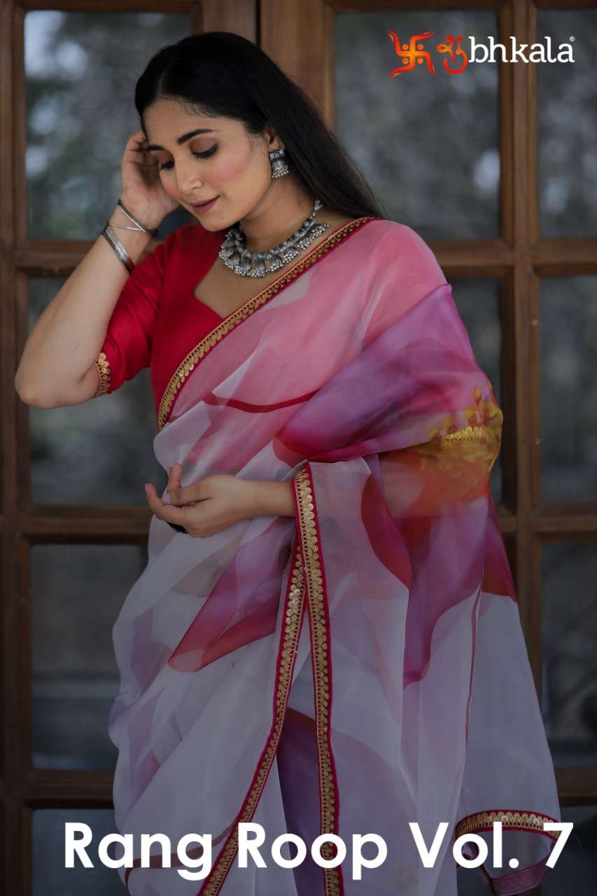 RANG ROOP VOL-7 BY SHUBHALA 4741 TO 4746 SERIES ORGANZA SAREES