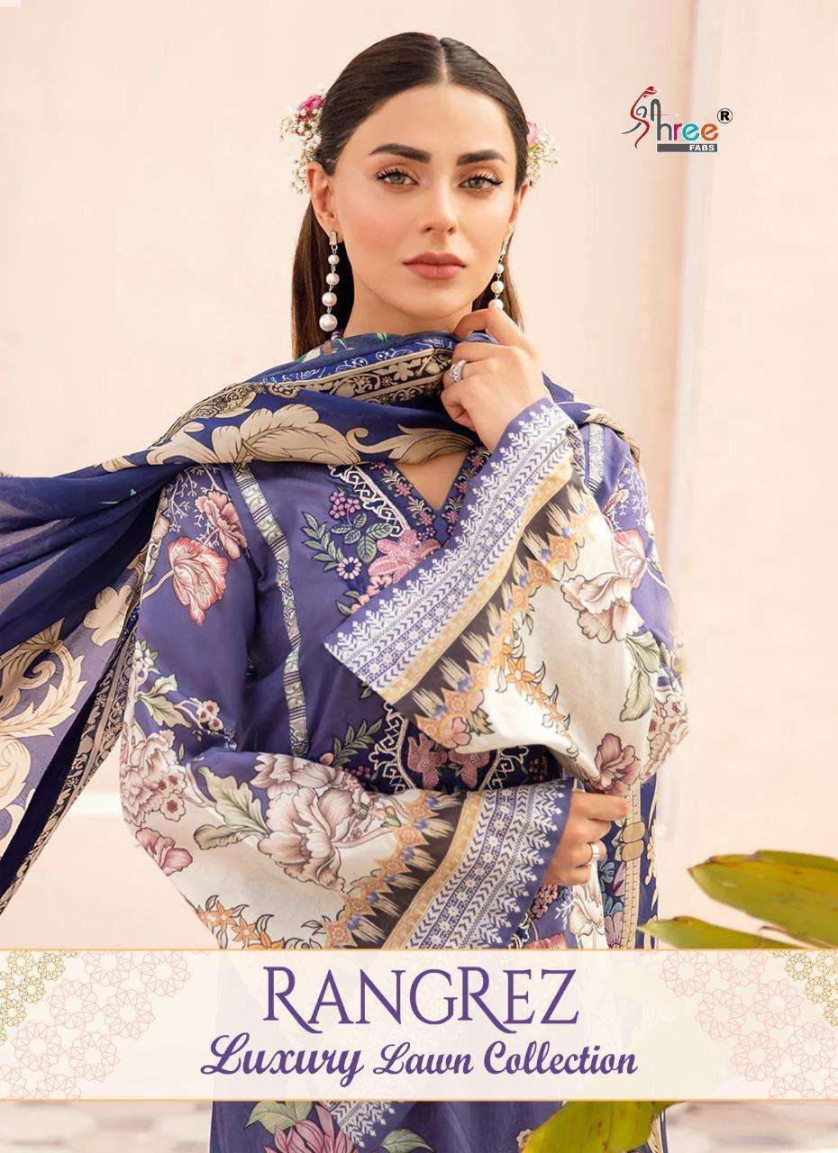 RANGREZ LUXURY LAWN COLLECTION BY SHREE FABS 2299 TO 2305 SERIES COTTON DRESSES