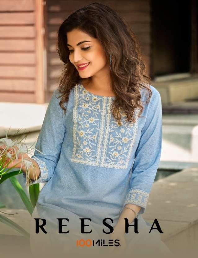 REESHA BY 100 MILES 01 TO 04 SERIES LINEN EMBROIDERED KURTIS