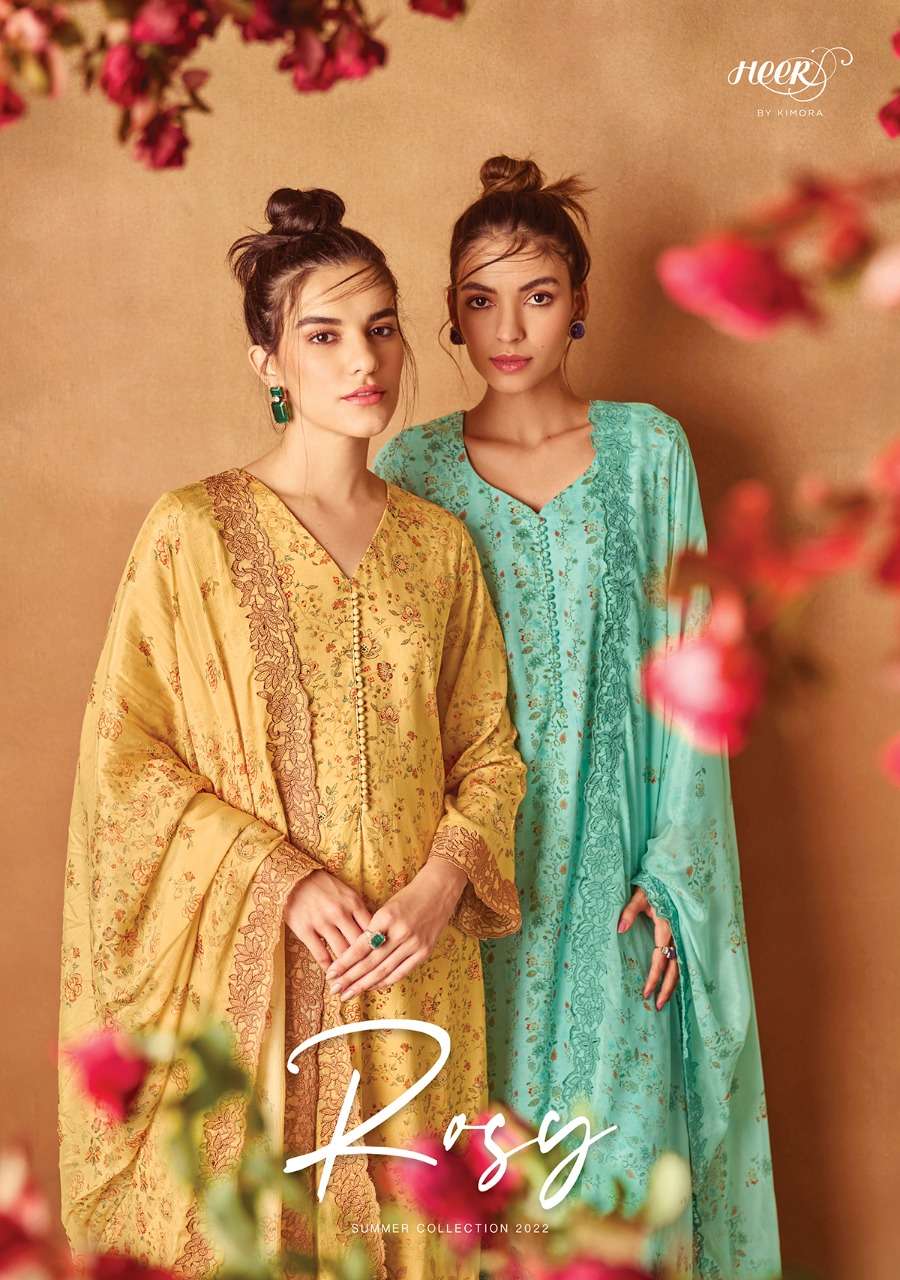 ROSY BY HEER 8781 TO 8788 SERIES DESIGNER PURE COTTON SATIN DRESSES