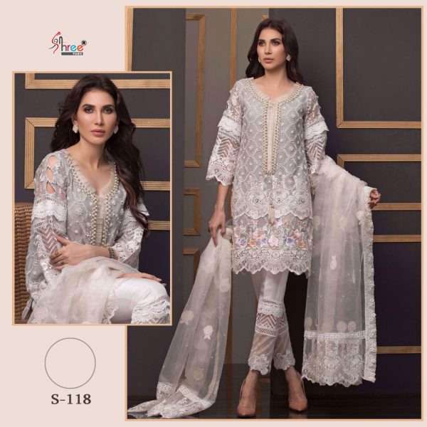 S-118 HIT DESIGN BY SHREE FABS DESIGNER NET EMBROIDERED DRESS