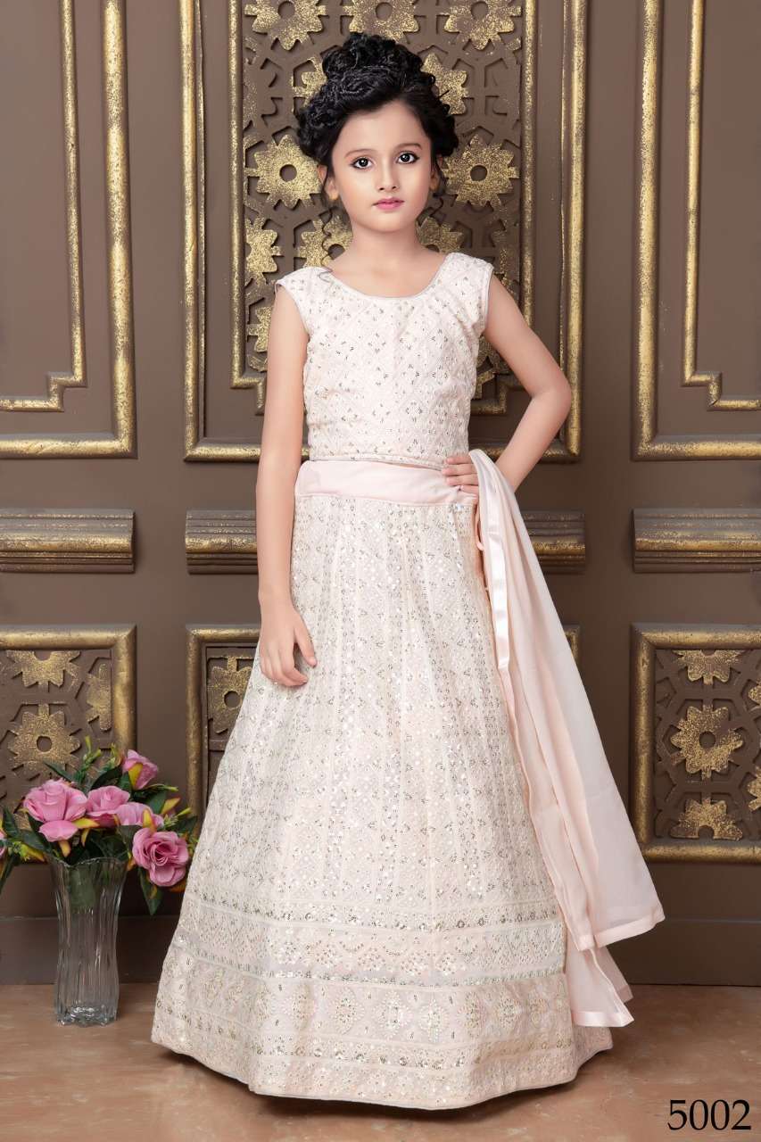 SAANVI BY ASLIWHOLESALE 5001 TO 5004 SERIES GEORGETTE KIDS LEHENGAS