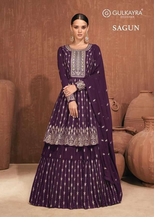 SAGUN BY GULKAYRA 7145-A TO 7145-D SERIES REAL GEIRGETTE SHARARA DRESSES