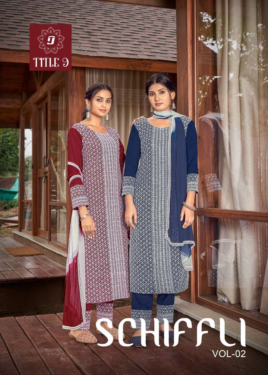 SCHIFFLI VOL-2 BY ASLIWHOLESALE 1001 TO 1006 SERIES RAYON STITCHED DRESSES