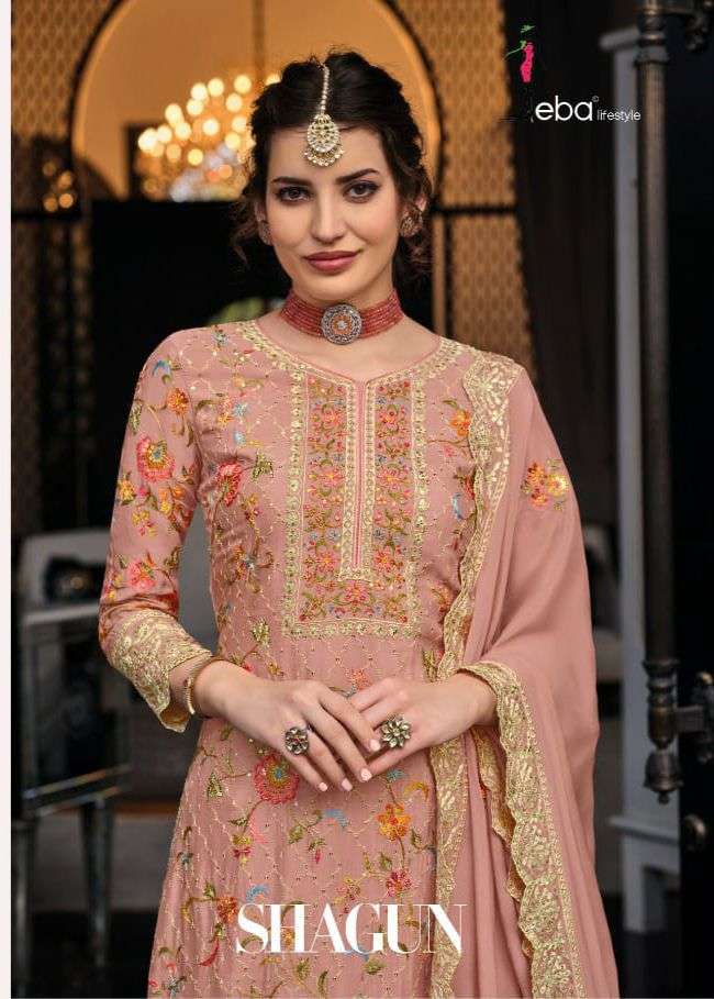 SHAGUN BY EBA LIFESTYLE 1446 TO 1448 SERIES CHINON EMBROIDERED SHARARA DRESSES