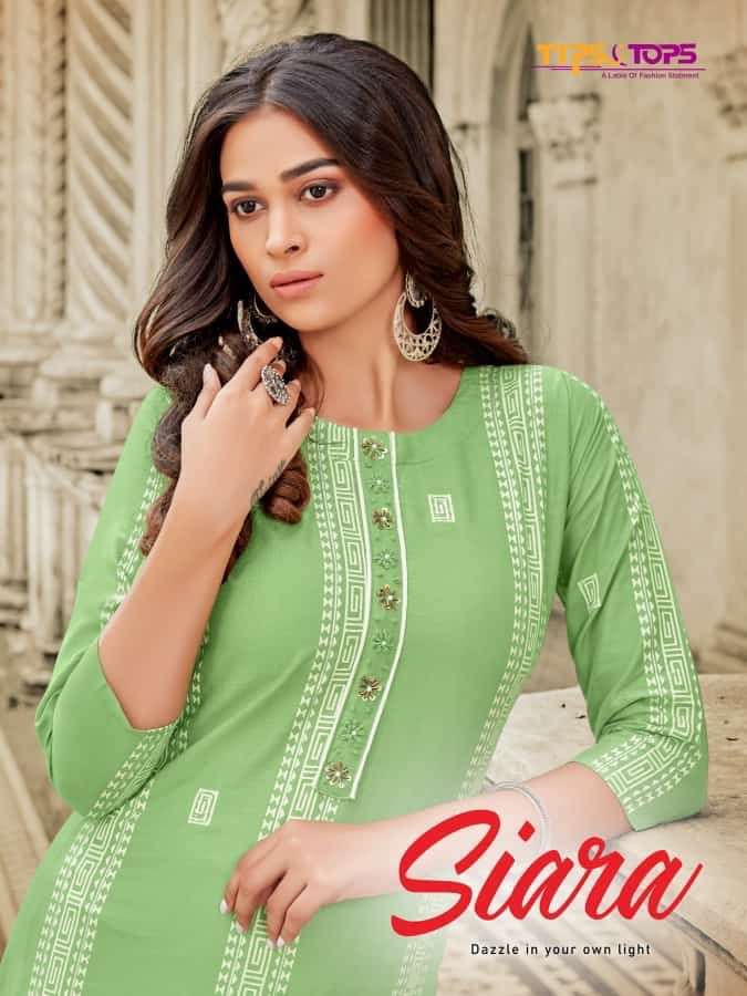 SIARA BY TIPS AND TOPS 101 TO 106 SERIES RAYON EMBROIDERED KURTIS