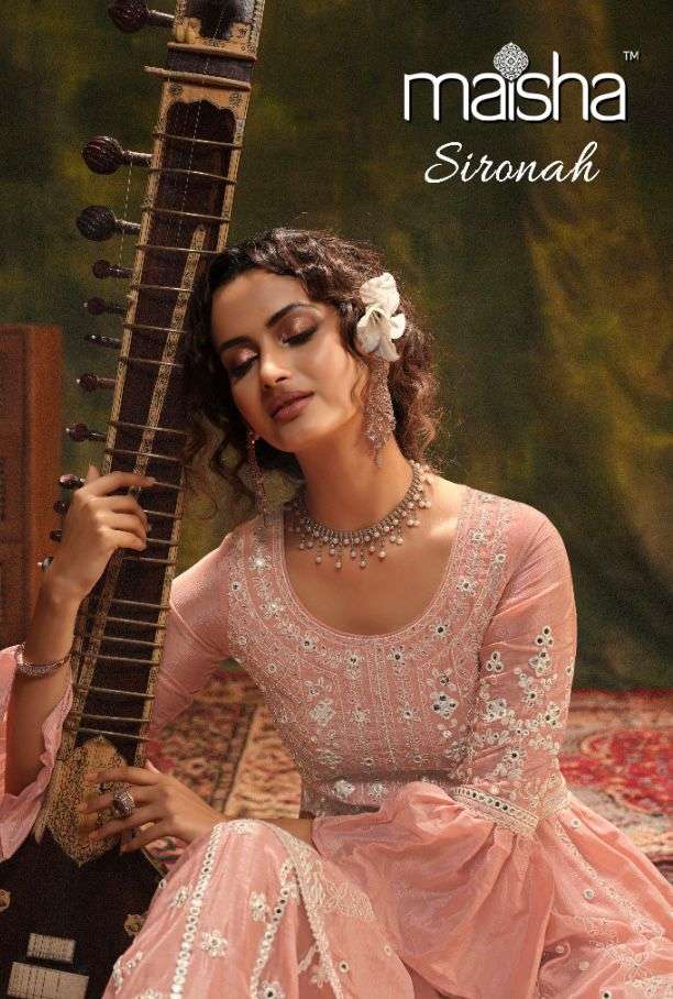 SIRONAH BY MAISHA 11043 TO 11045 SERIES PURE CHINON SHARARA DRESSES