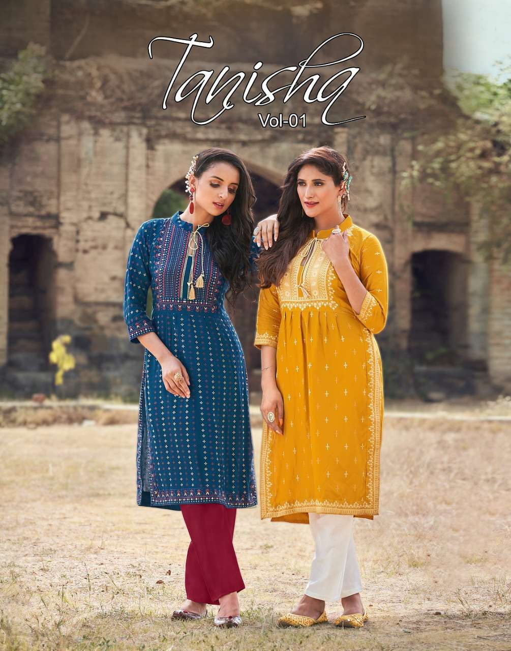 TANISHA VOL-1 BY BANWERY 1001 TO 1008 SERIES RAYON PRINT KURTIS