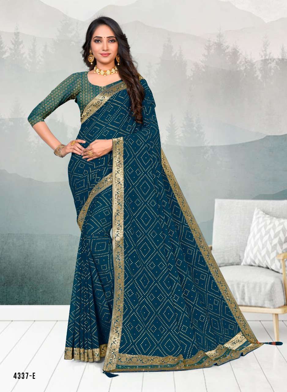 TULSI BY INDIAN WOMEN 4337-A TO 4337-F SERIES GEORGETTE BANDHANI SAREES