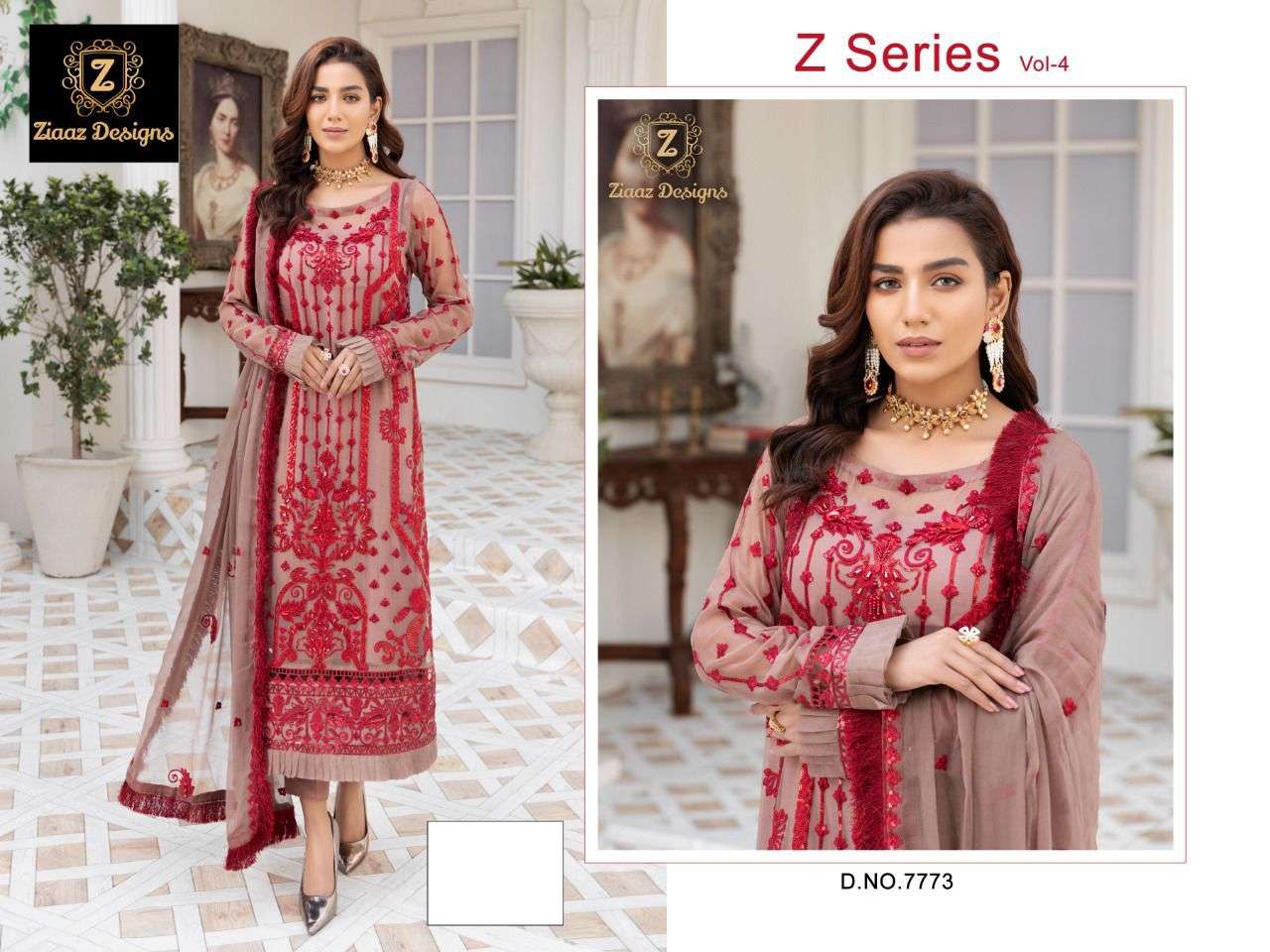 Z SERIES VOL-4 BY ZIAAZ DESIGNS GEORGETTE HEAVY EMBROIDERED DRESS