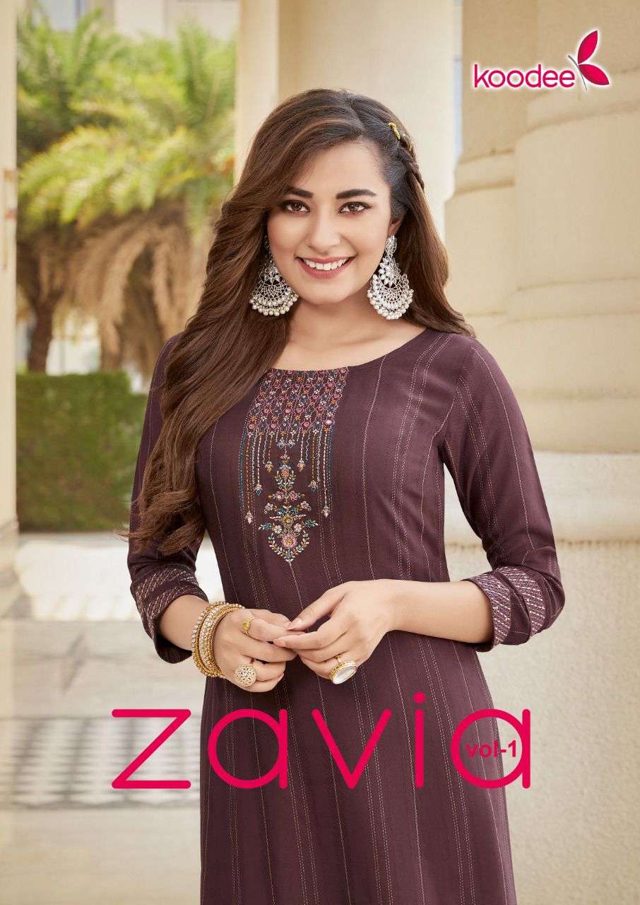 ZAVIA BY KOODEE 1001 TO 1004 SERIES VISCOSE EMBROIDERED KURTIS