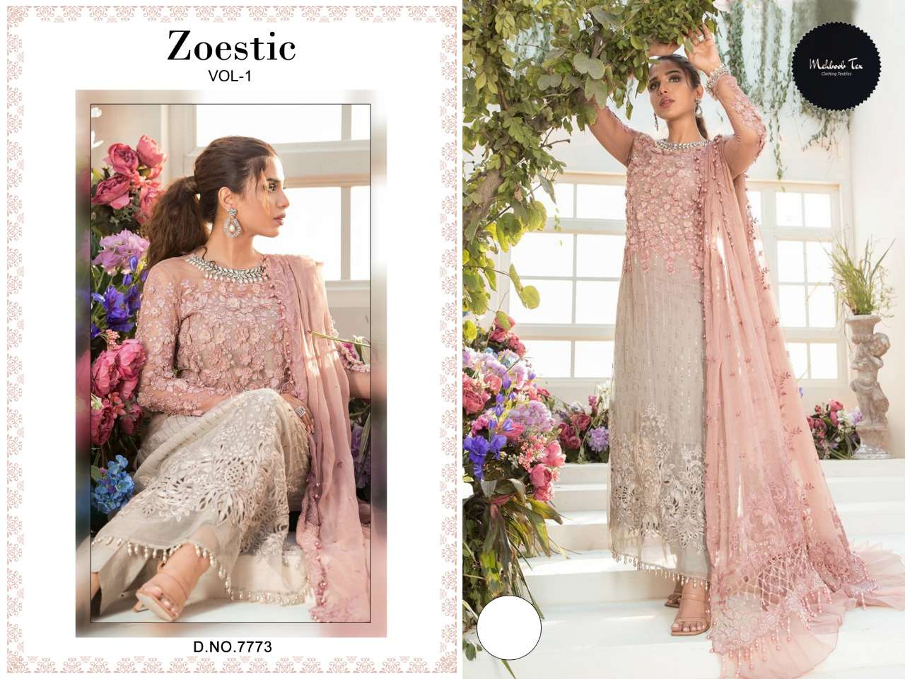 ZOESTIC VOL-1 BY MEHBOOB TEX NET HEAVY EMBROIDERED PAKISTANI DRESS