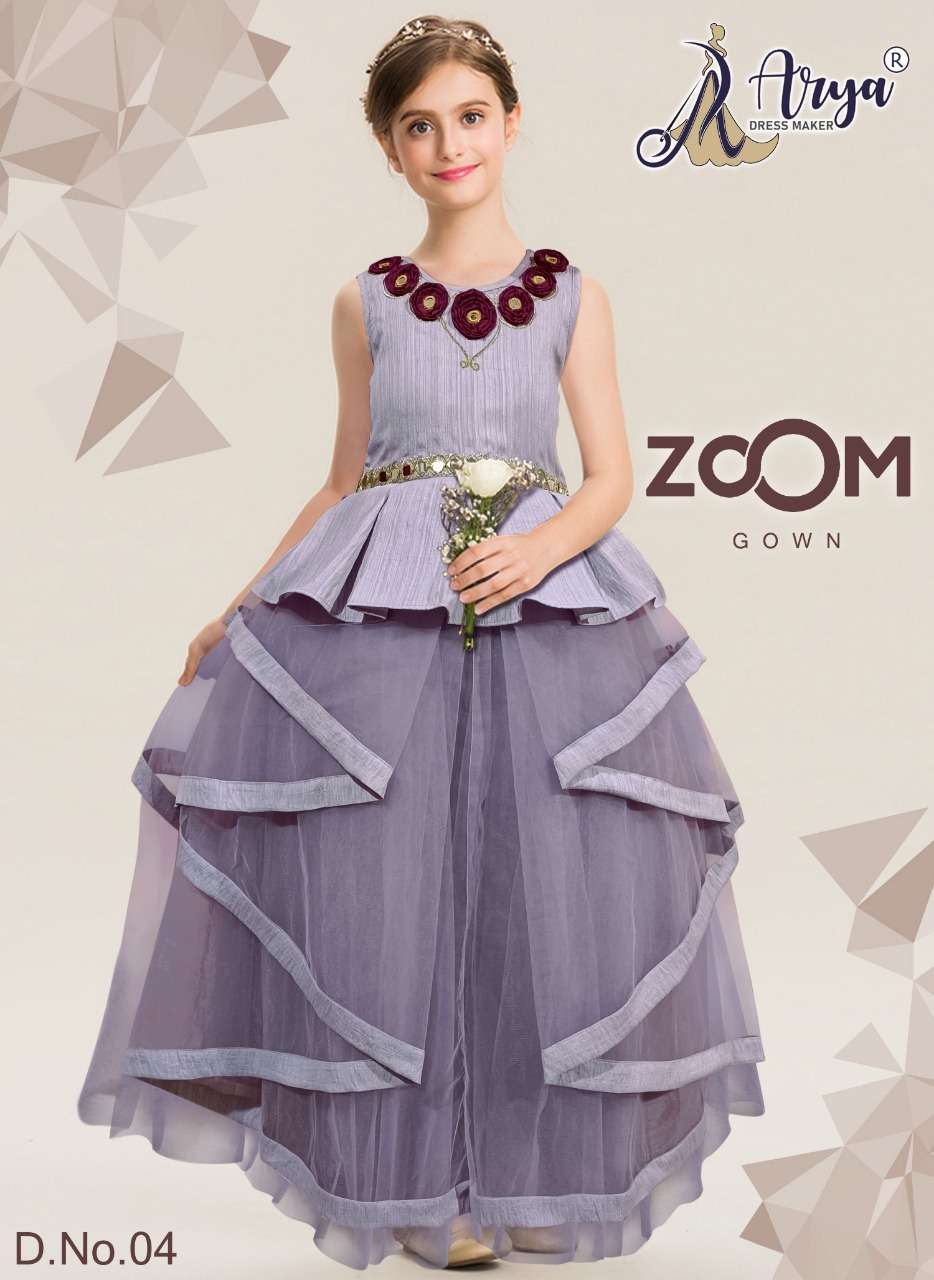 ZOOM GOWN BY ARYA DRESS MAKER 01 TO 06 SERIES IMPORTED SOFT NET KIDS GOWNS