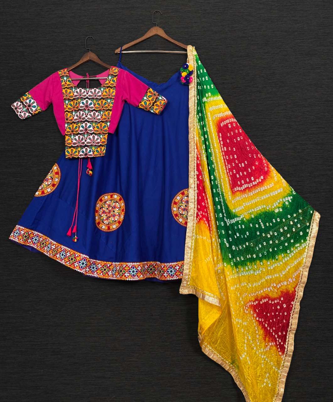 1619PNK BY ASLIWHOLESALE DESIGNER COTTON PRINT NAVRATRI LEHENGAS