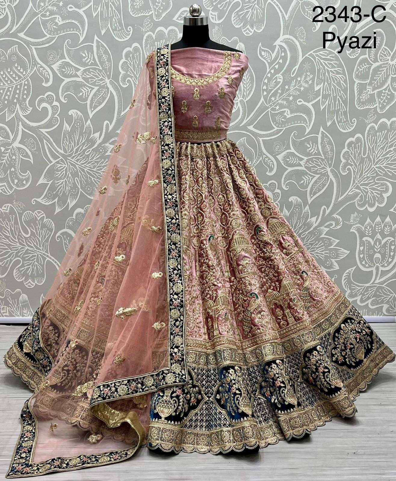 A2343 COLOURS BY ASLIWHOLESALE HEAVY DESIGNER VELVET BRIDAL LEHENGAS