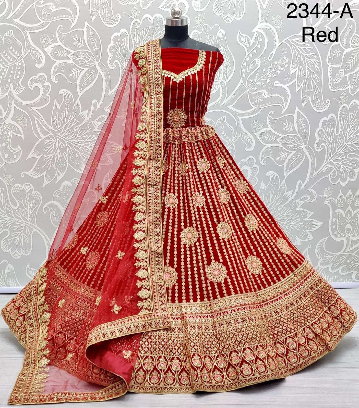 A2344 COLOURS BY ASLIWHOLESALE HEAVY DESIGNER VELVET BRIDAL LEHENGAS