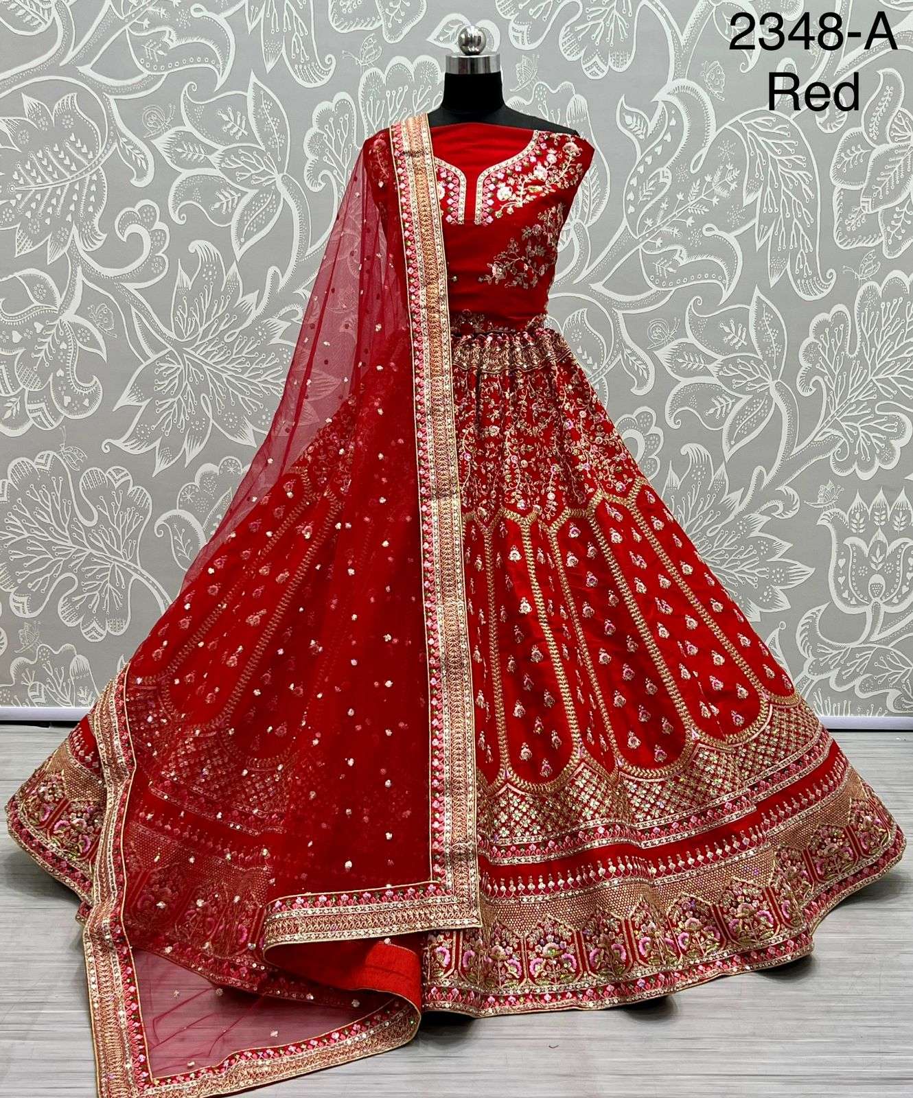 A2348 COLOURS BY ASLIWHOLESALE HEAVY DESIGNER SILK BRIDAL LEHENGAS