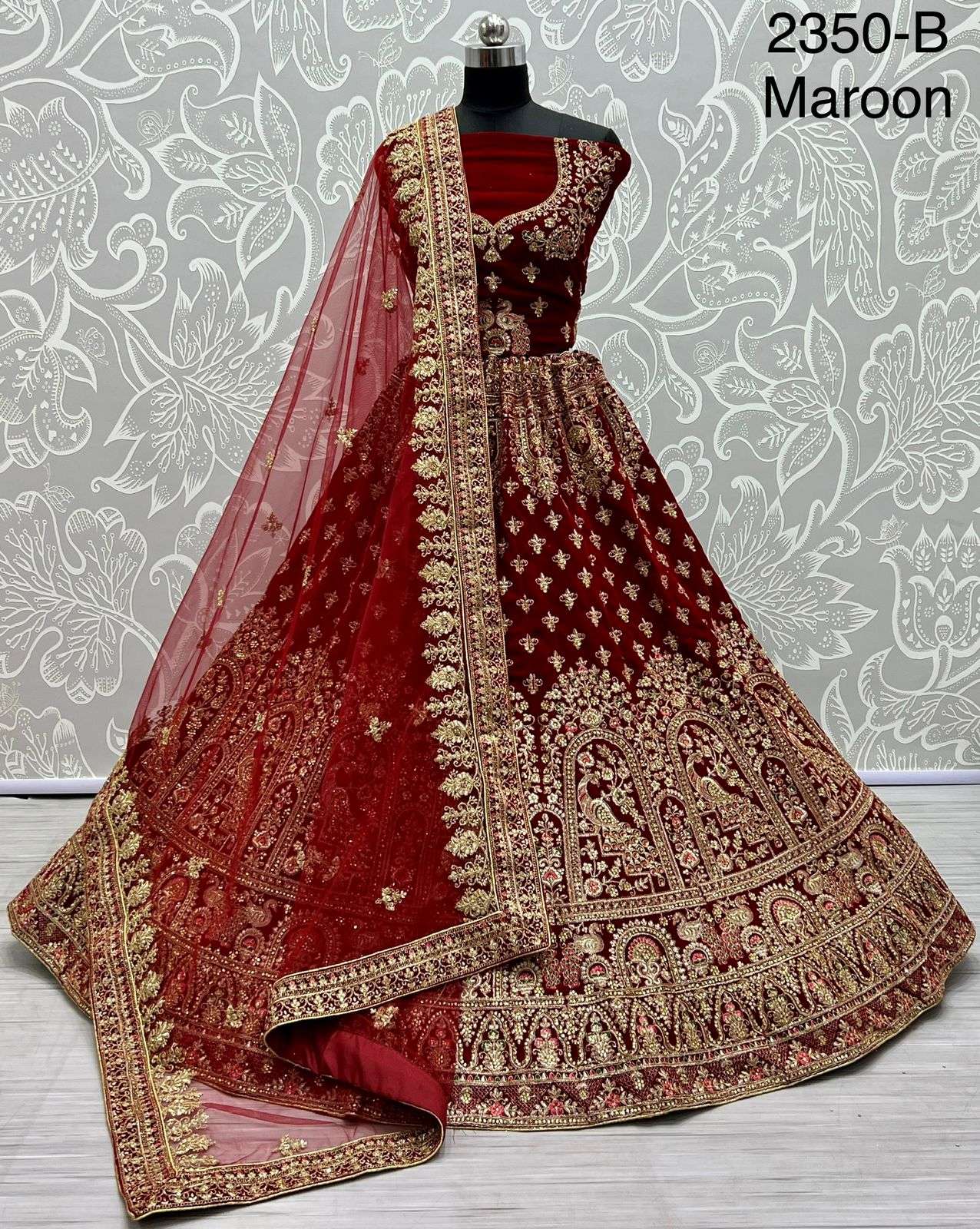 A2350 COLOURS BY ASLIWHOLESALE HEAVY DESIGNER VELVET BRIDAL LEHENGAS