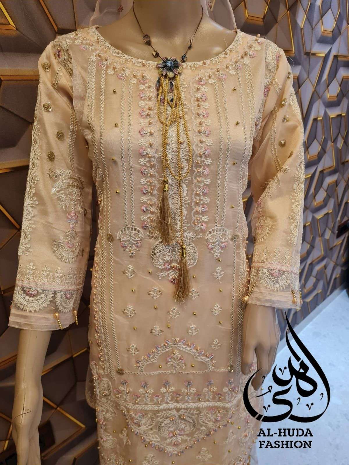 AL-HUDA 102 BY ASLIWHOLESALE ORGANZA HEAVY EMBROIDERY DRESS