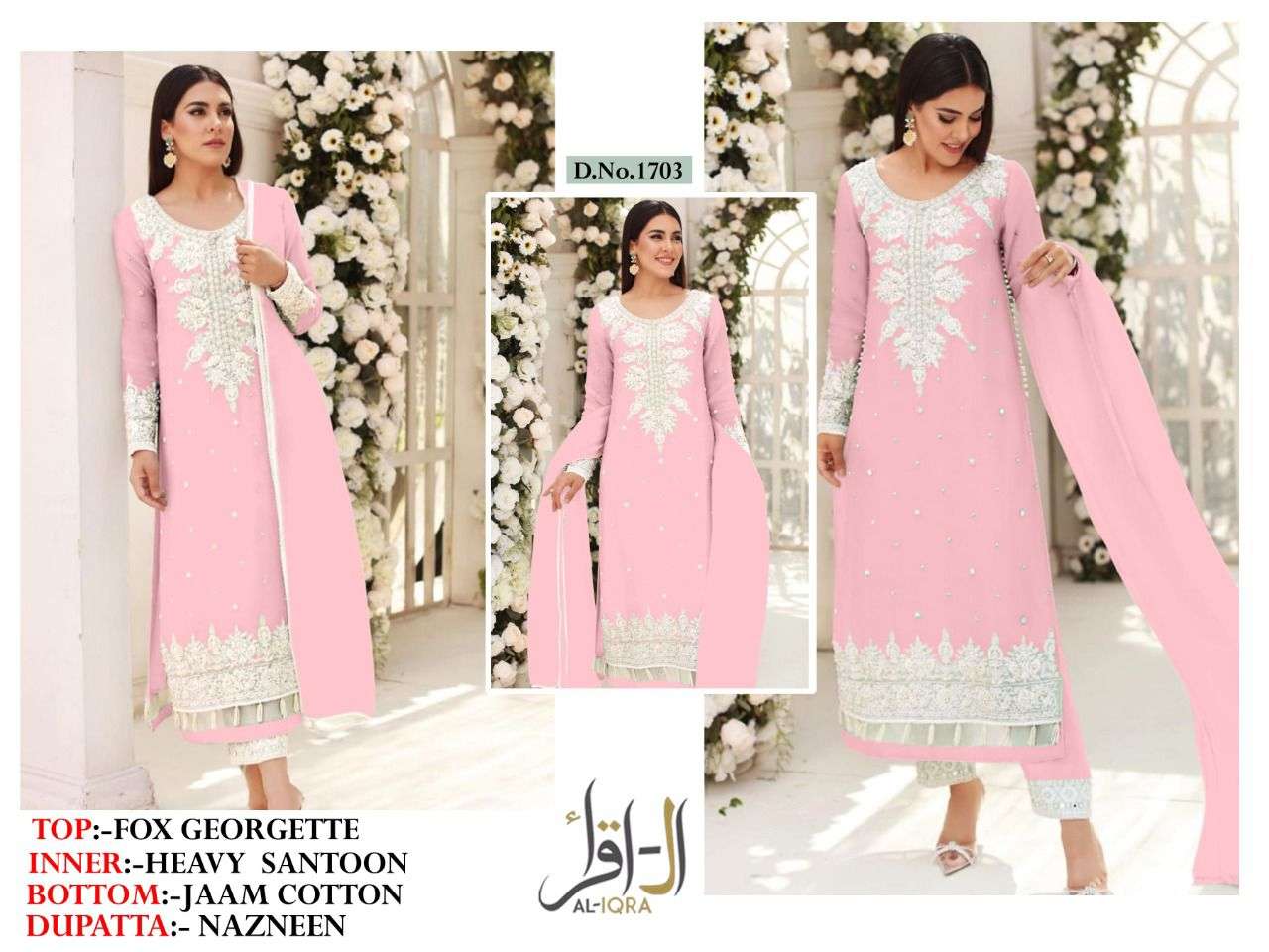 AL IQRA 1703 BY ASLIWHOLESALE FAUX GEORGETTE EMBROIDERY STITCHED DRESSES