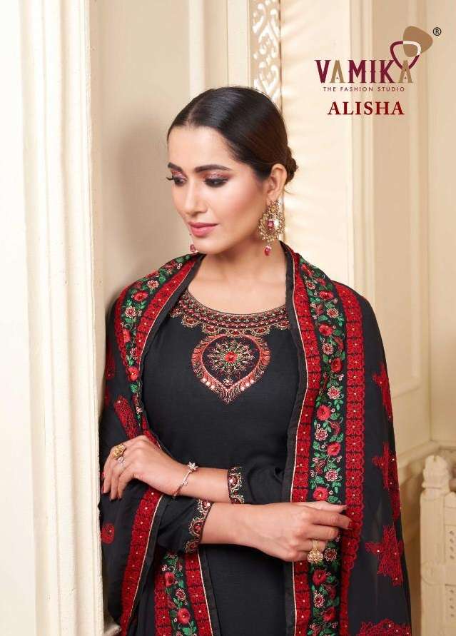 ALISHA BY VAMIKA 6001 TO 6006 SERIES RAYON EMBROIDERY STITCHED DRESSES