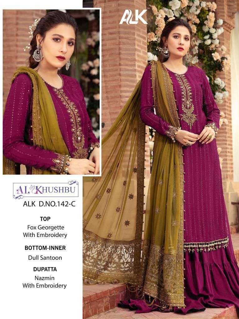 ALK-142 COLOURS BY AL KHUSHBU GEORGETTE EMBROIDERY PAKISTANI DRESSES