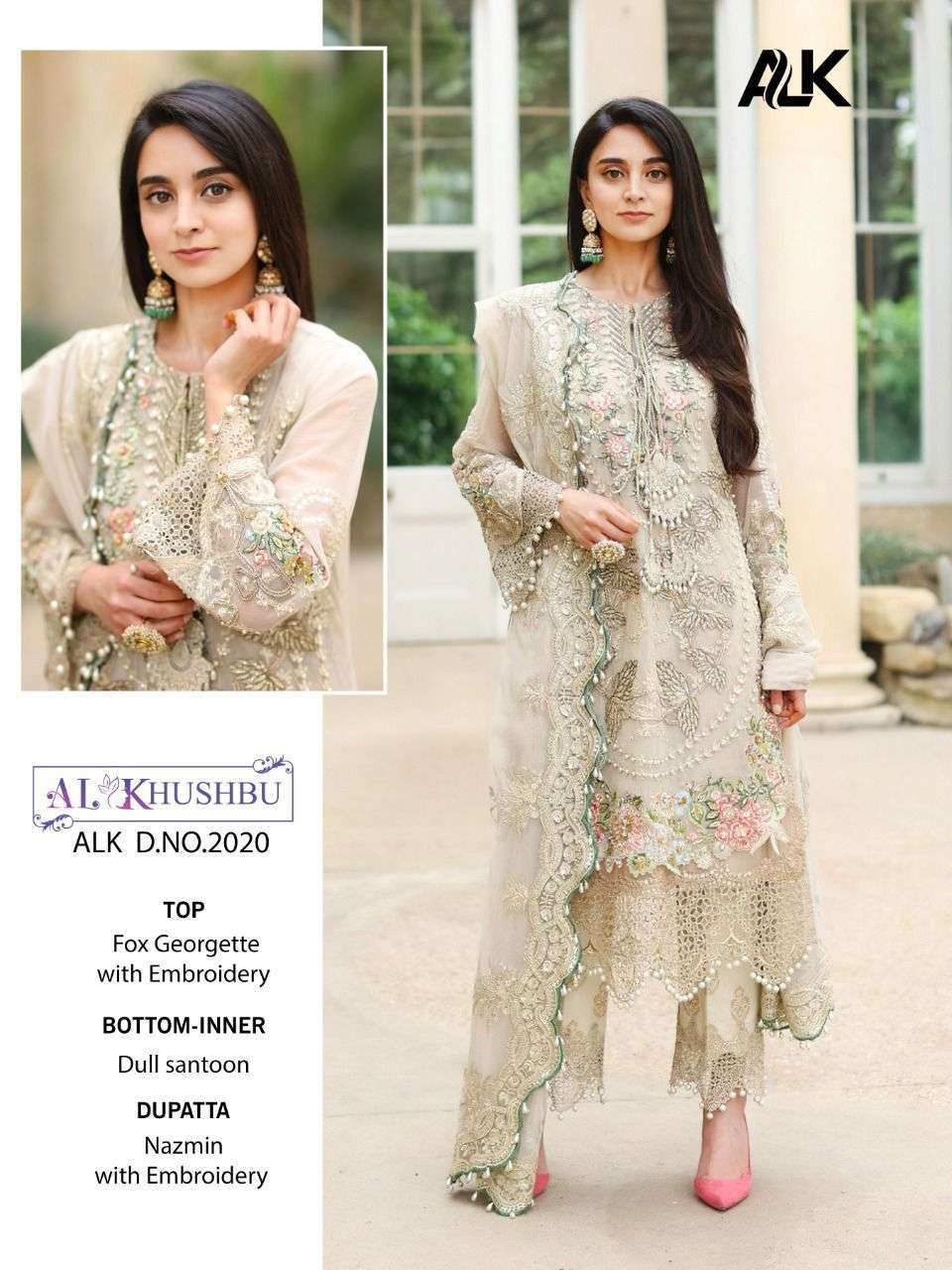 ALK 2020 BY AL KHUSHBU GEORGETTE EMBROIDERY PAKISTANI DRESS