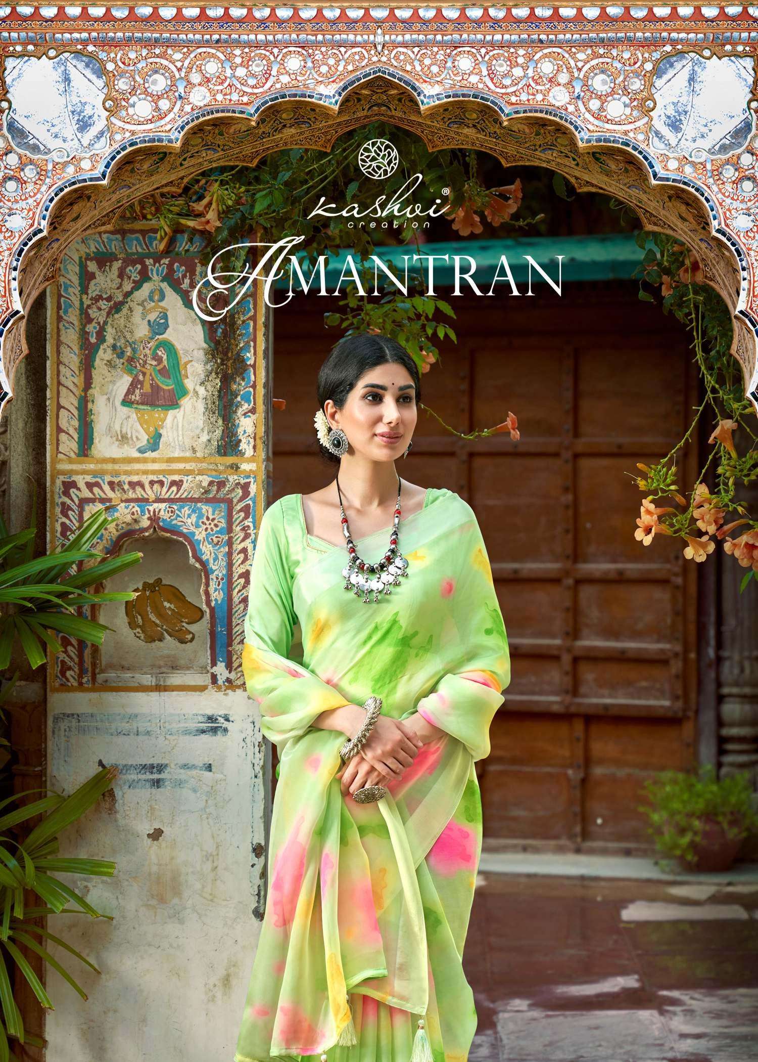 AMANTRAN BY KASHVI CREATION 80001 TO 80010 SERIES ORGANZA SILK SAREES